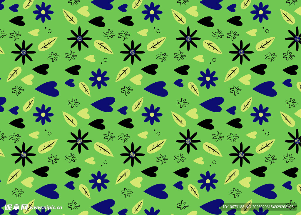 绿色底花卉图案纹理