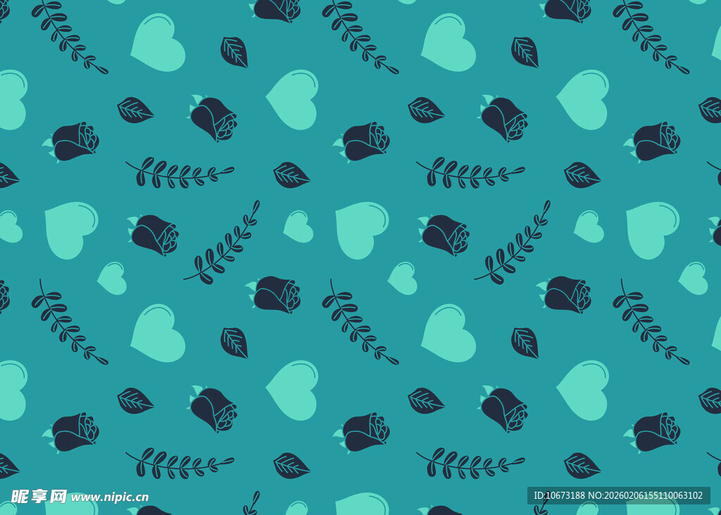 蓝绿色调卡通图案背景