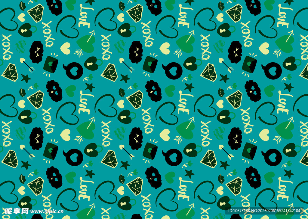 蓝底多彩图案无缝纹理