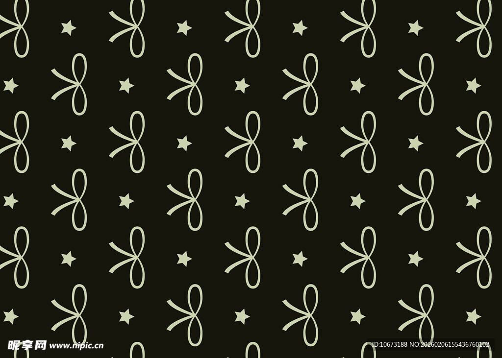 黑色底蝴蝶结星星图案