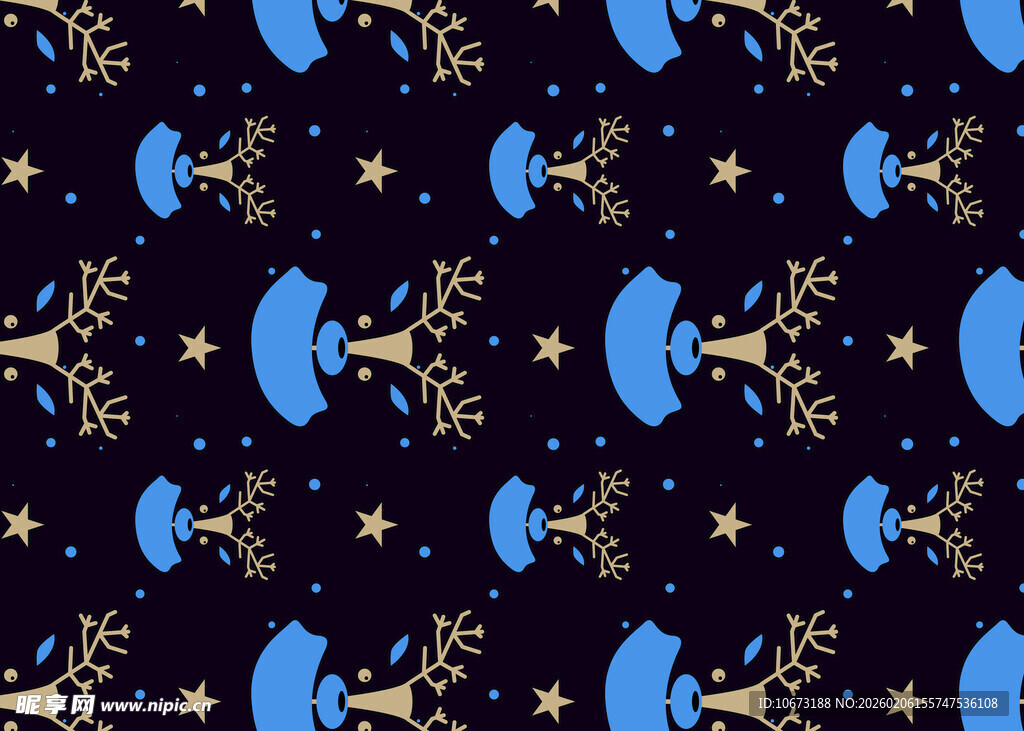 星空小鹿梦幻图案设计