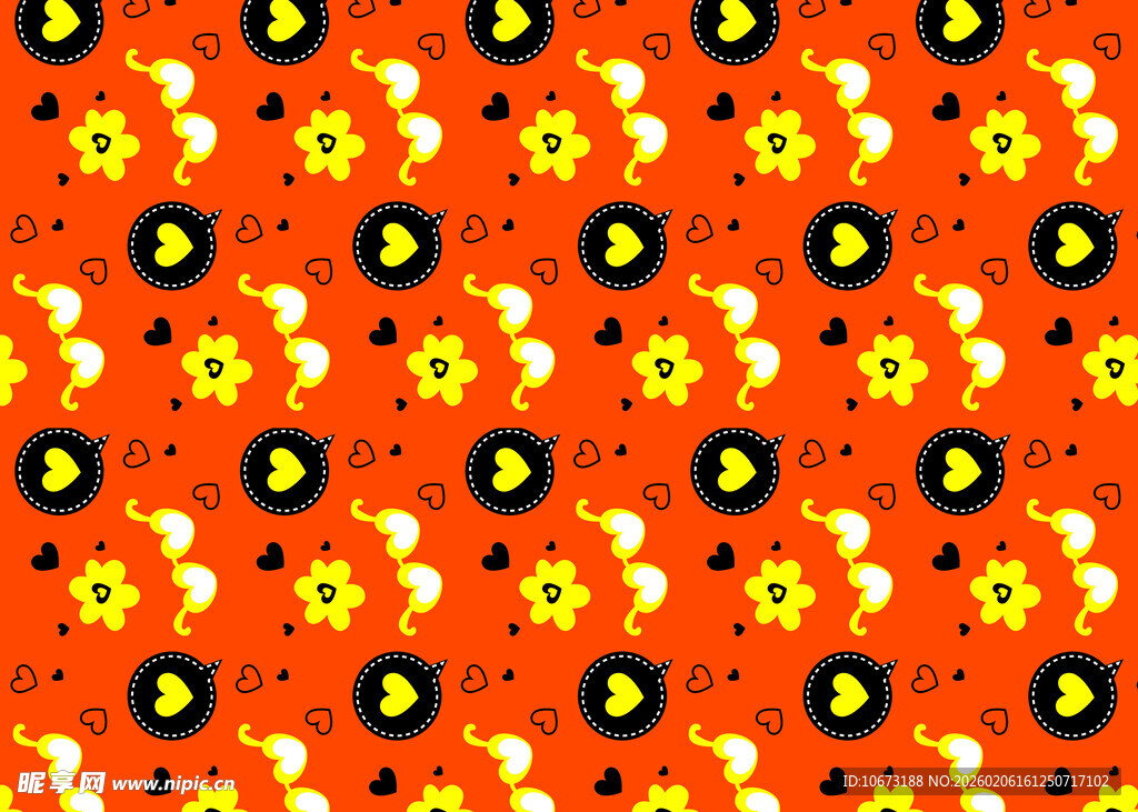 橙色花卉图案背景纹理