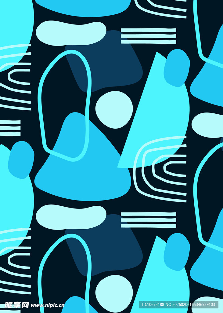 蓝调几何抽象图案背景