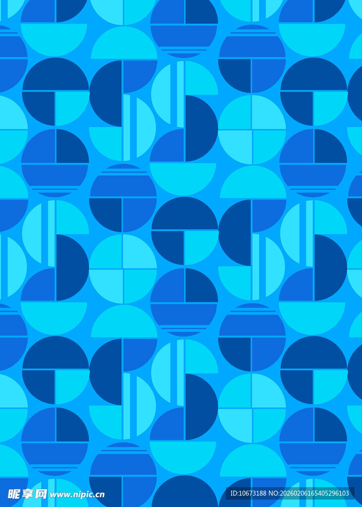 蓝色几何图案无缝背景图