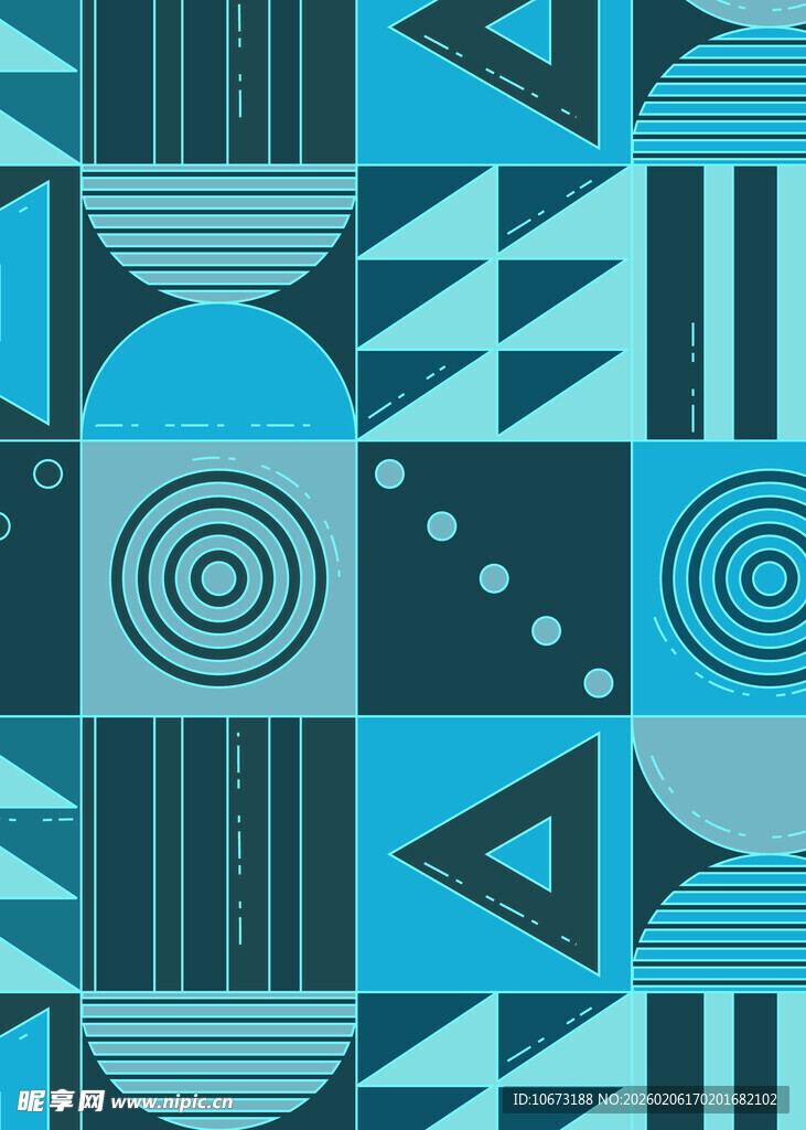 几何图案拼接的蓝色背景