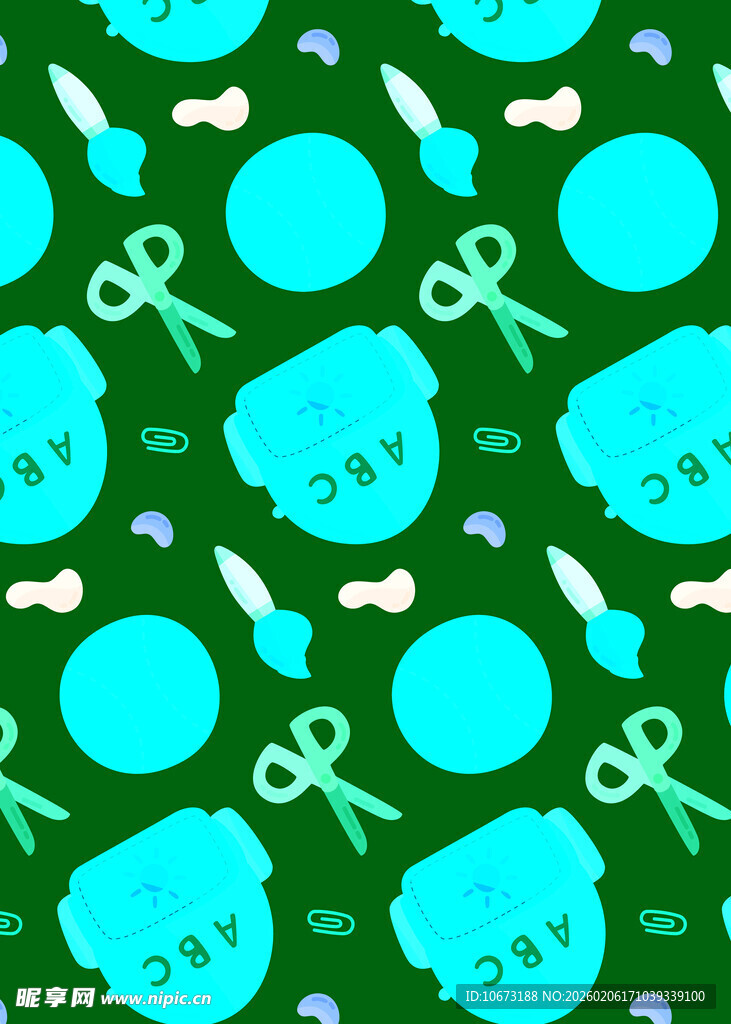 绿色底宠物元素图案设计