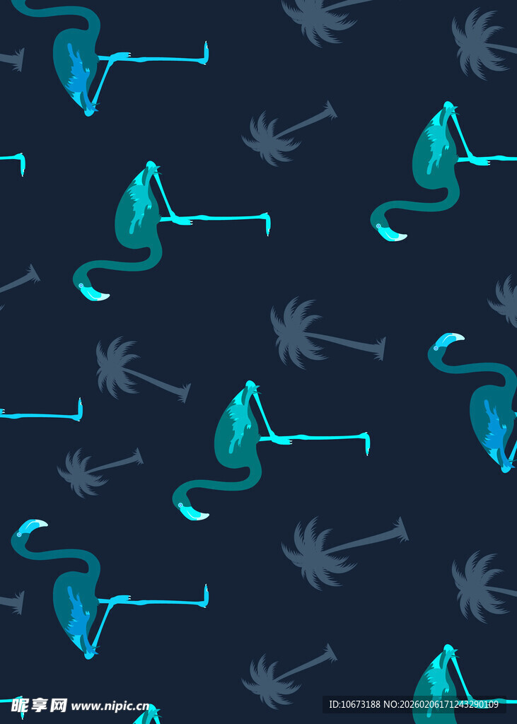 热带风情鹦鹉棕榈叶图案