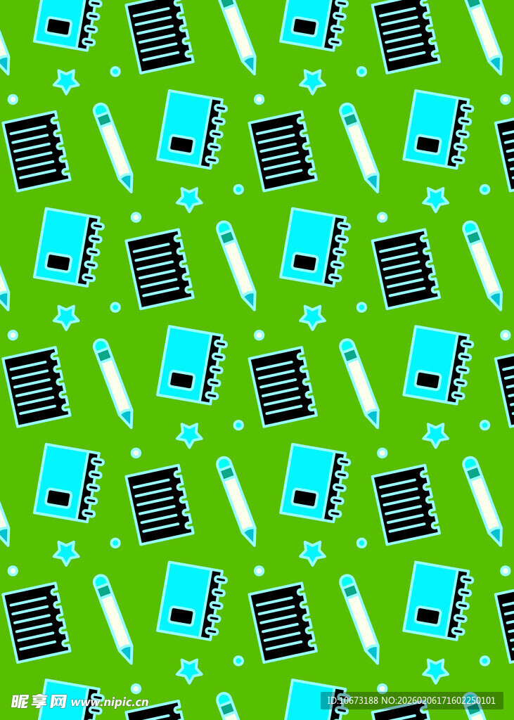 绿色背景文具图案设计