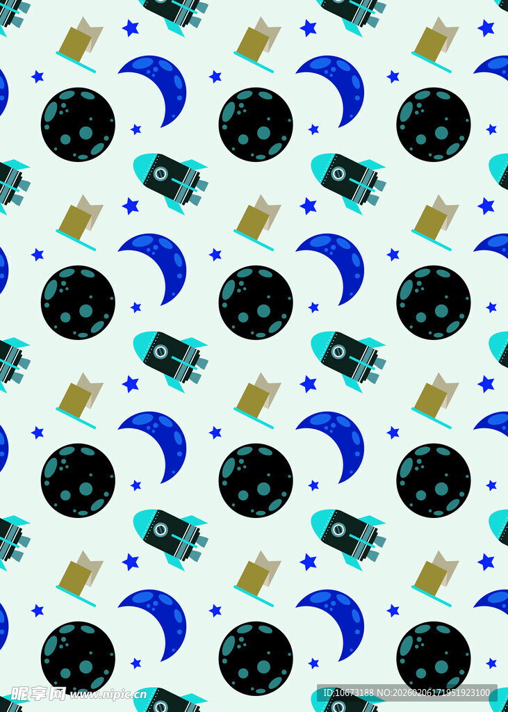 太空元素无缝图案背景