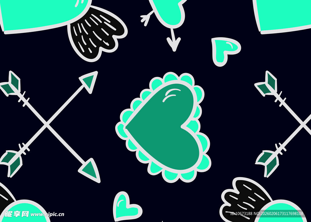 爱心图案与装饰元素