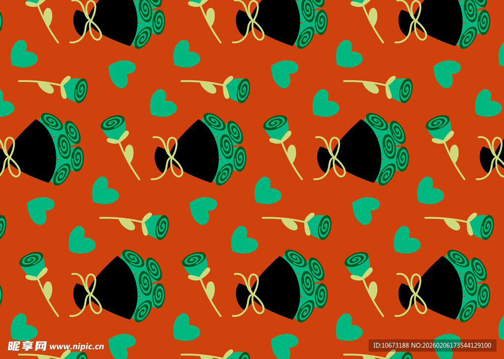橙色底多彩图案装饰纹理