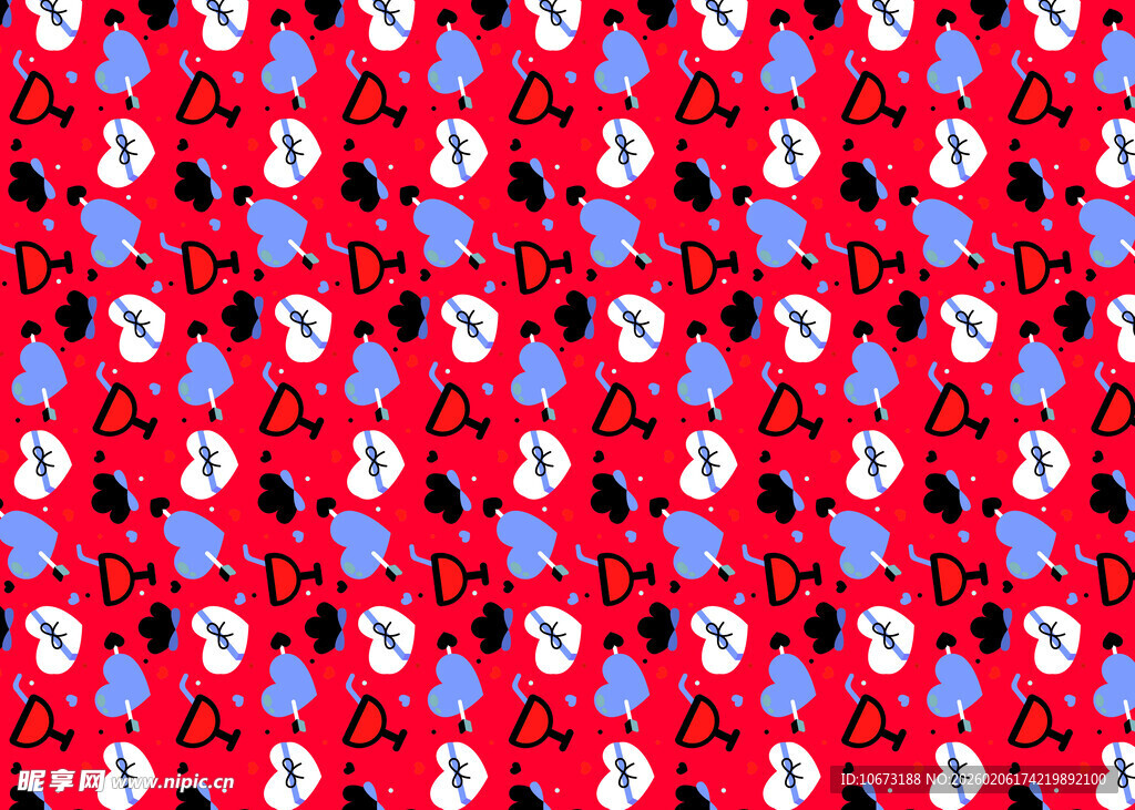 红色圣诞元素图案布料