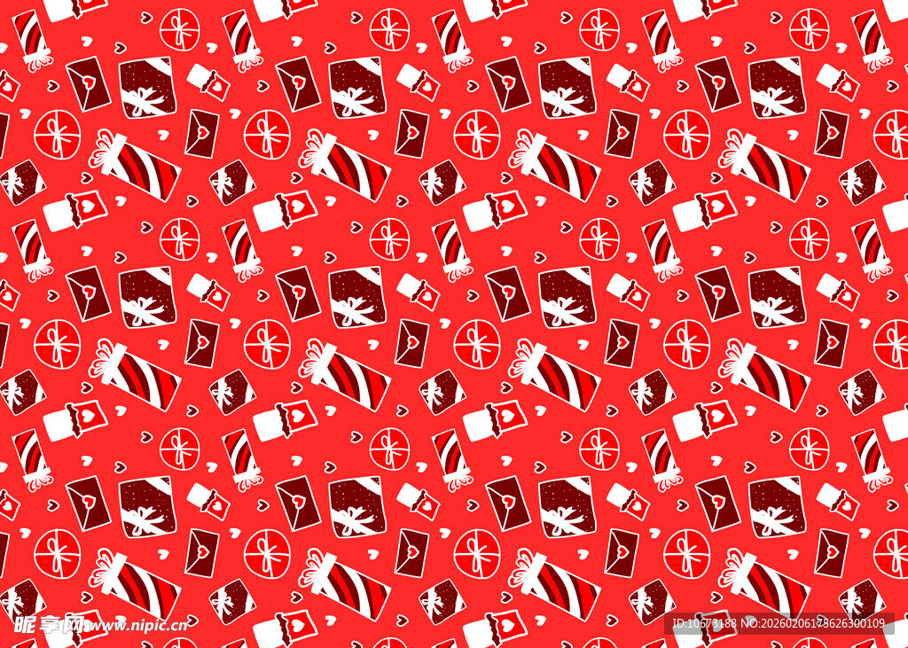 圣诞元素红色花纹图案