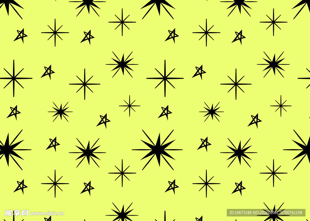 黄色底黑色星形图案背景