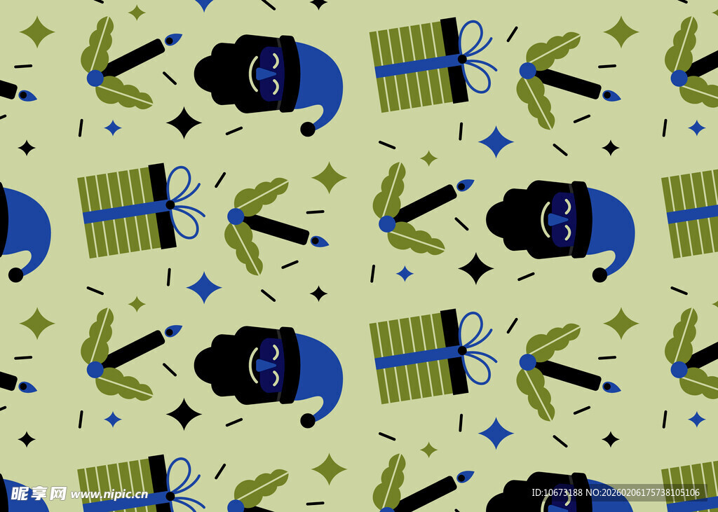 太空元素无缝图案设计