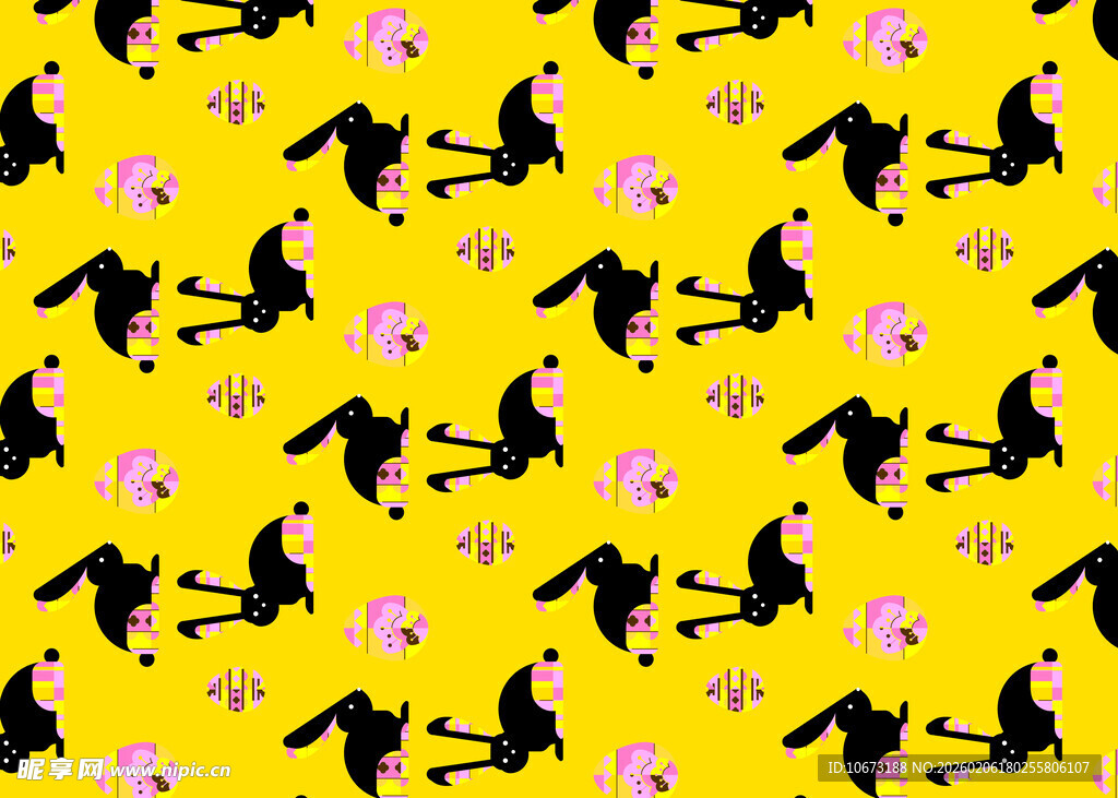 黄色背景动物剪影图案