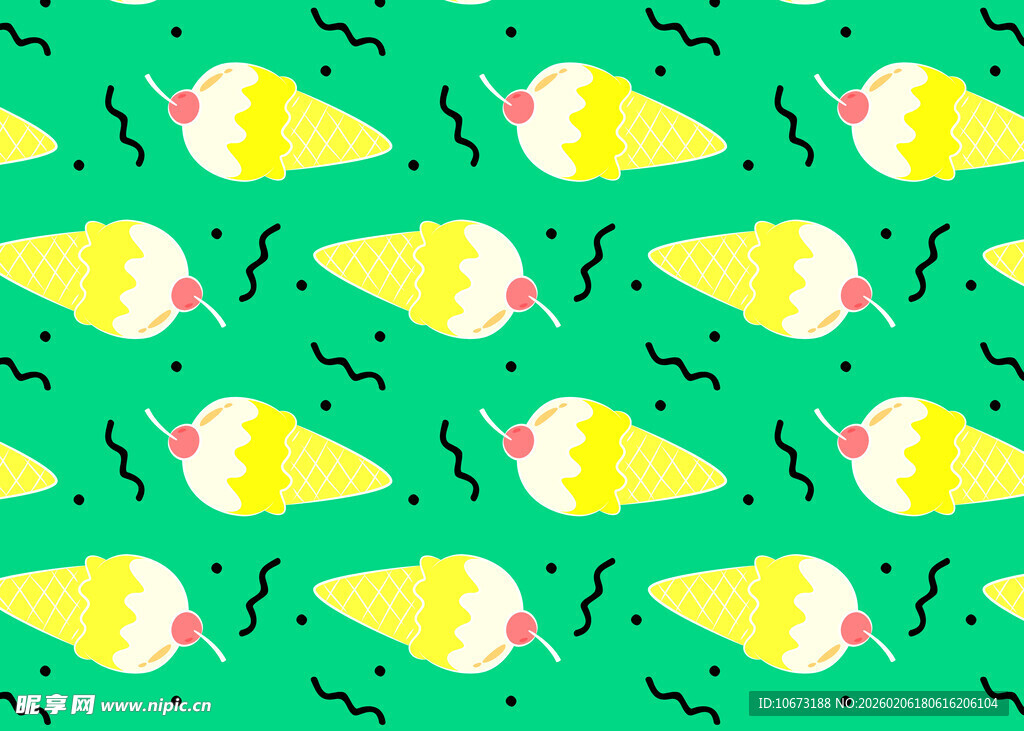 绿色背景冰淇淋图案设计
