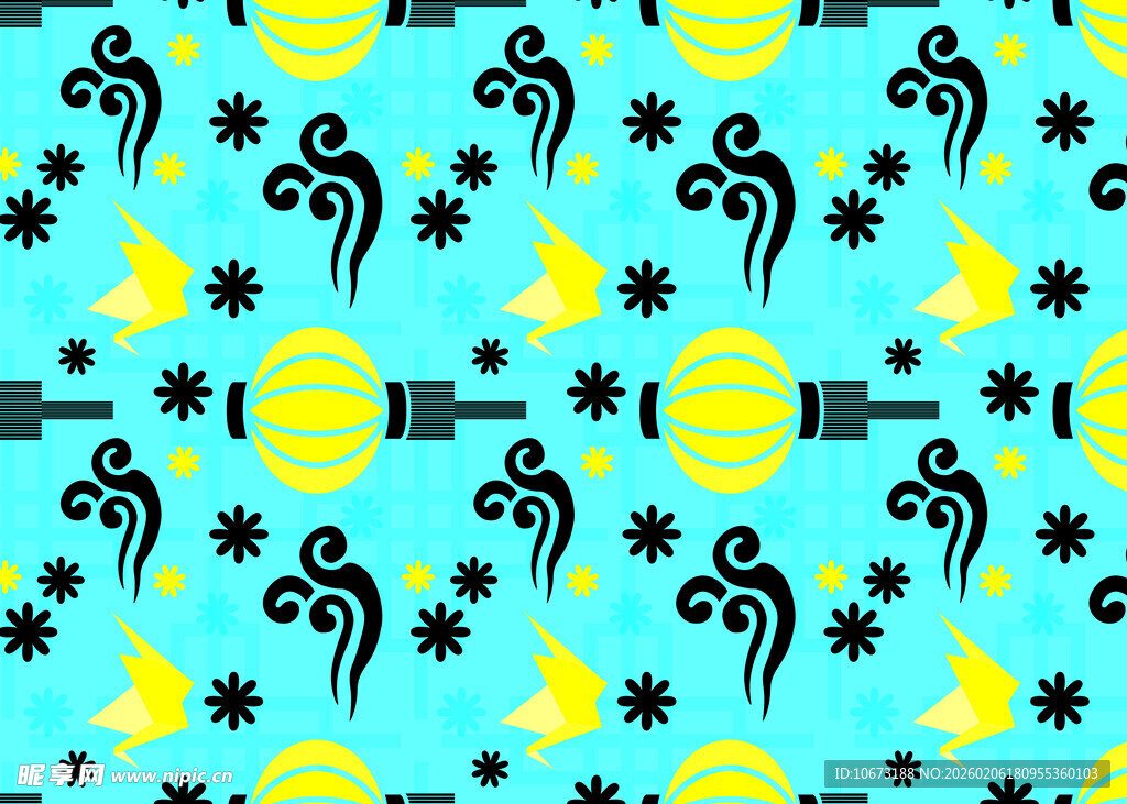 蓝黄几何图案无缝背景