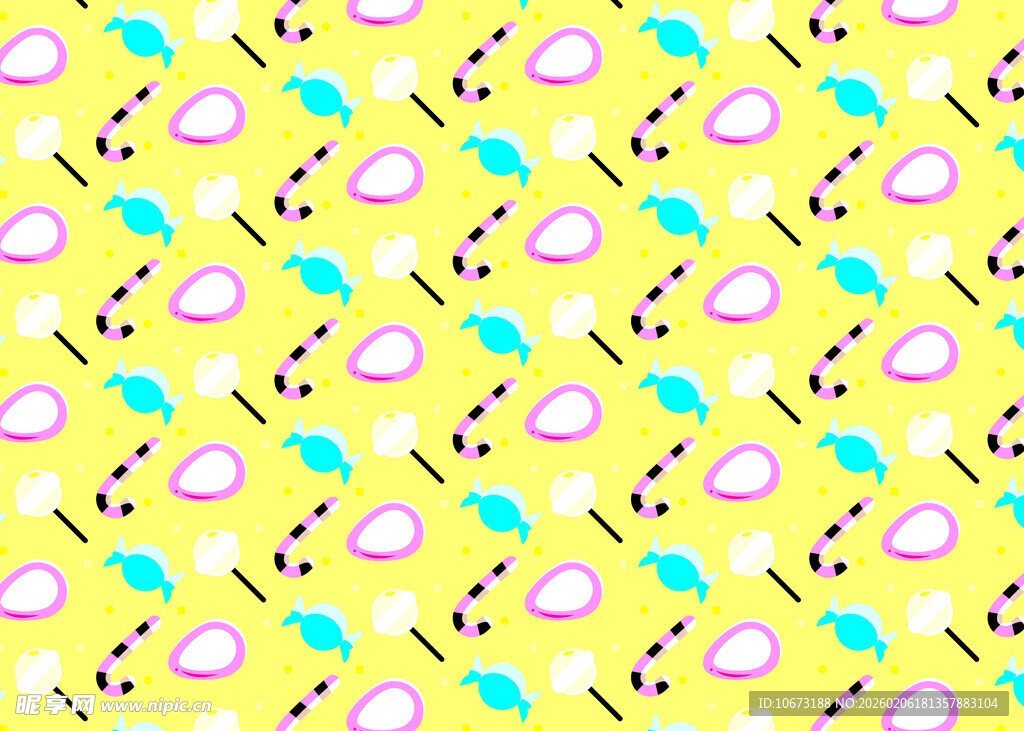 黄色背景多彩图案无缝纹理