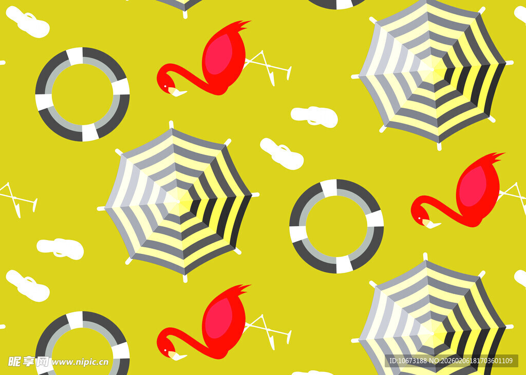 夏日泳池元素图案设计