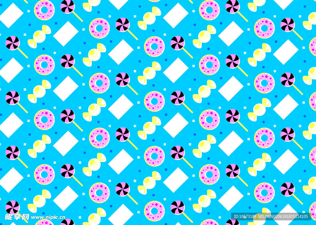 蓝底多彩几何图案花纹