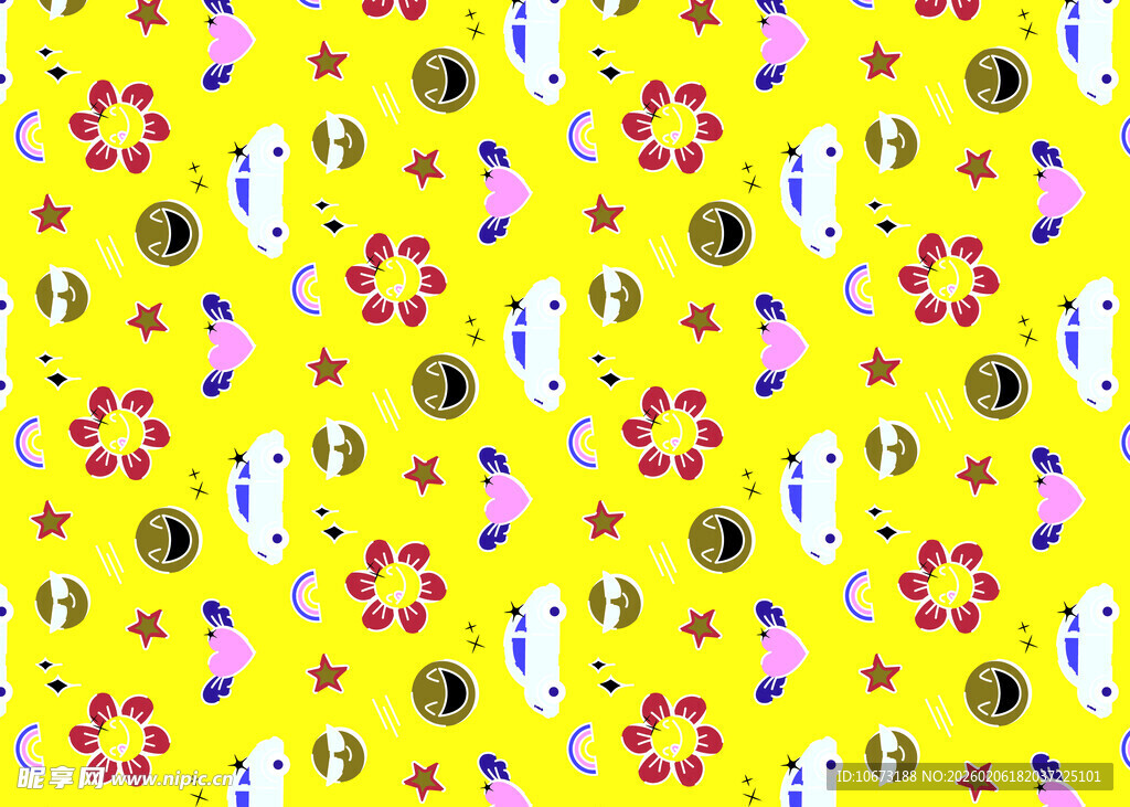 黄色卡通图案背景纹理