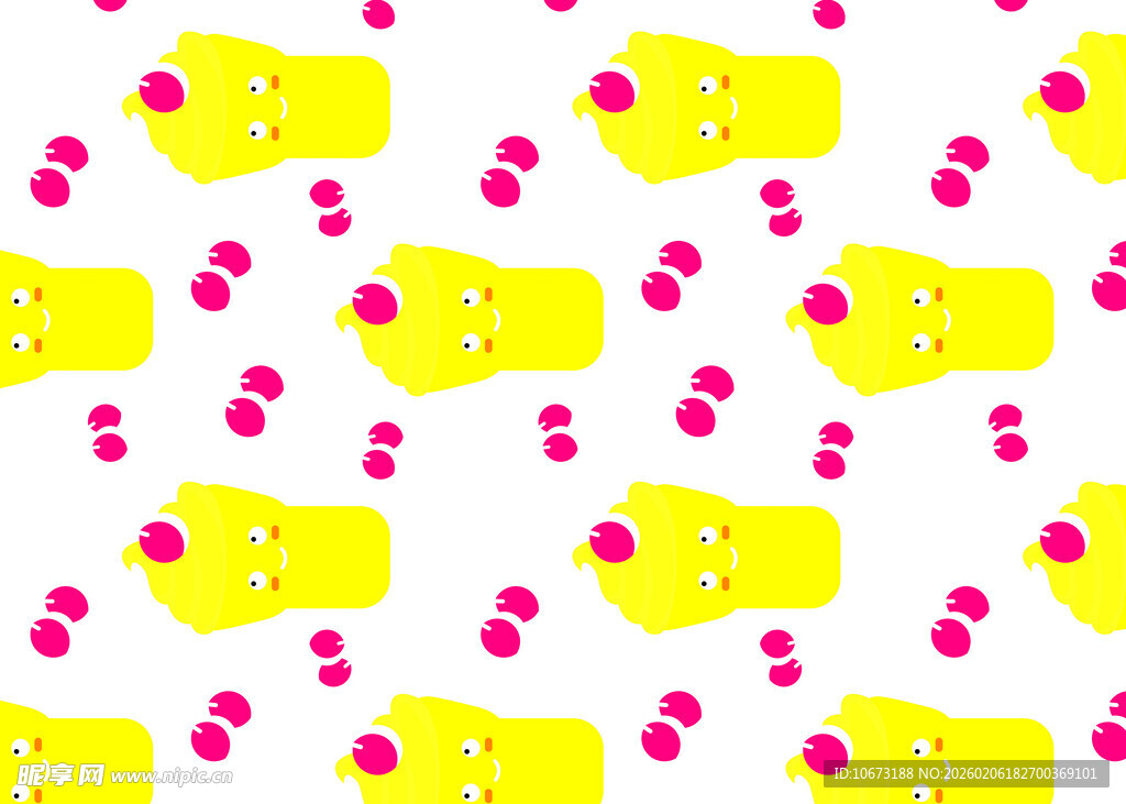 黄色粉色卡通图案背景