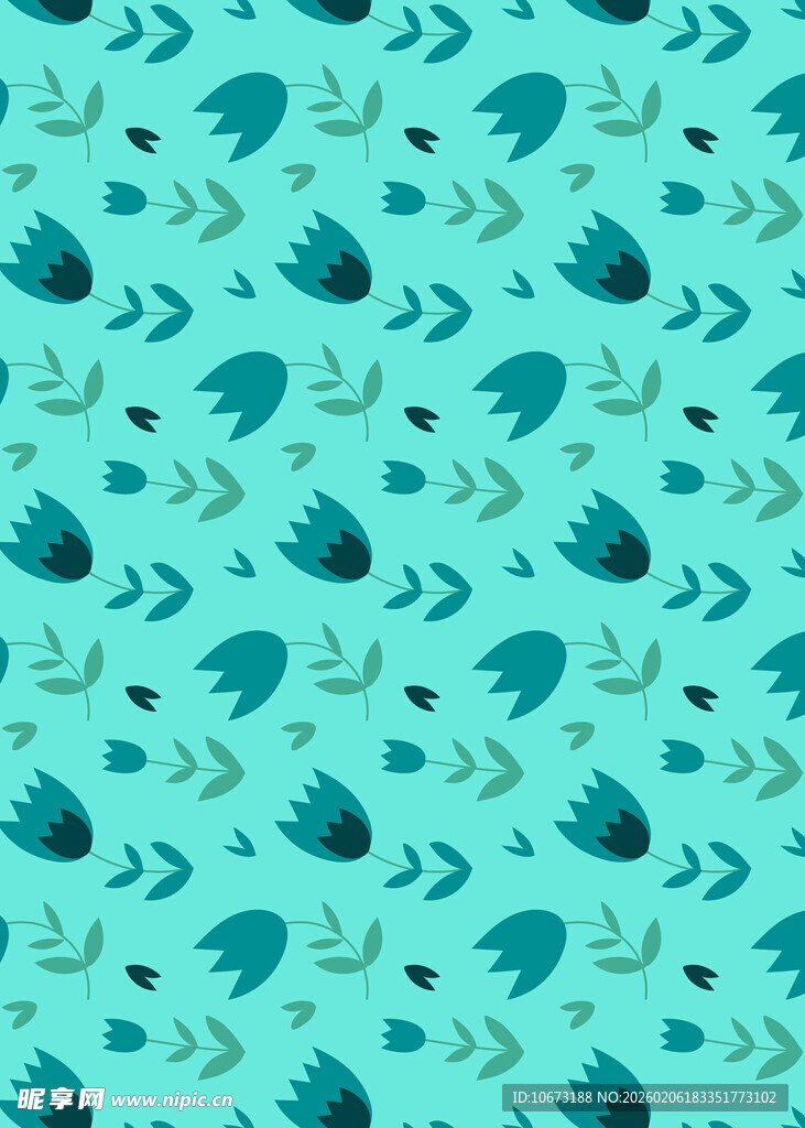 蓝绿色海洋元素无缝图案