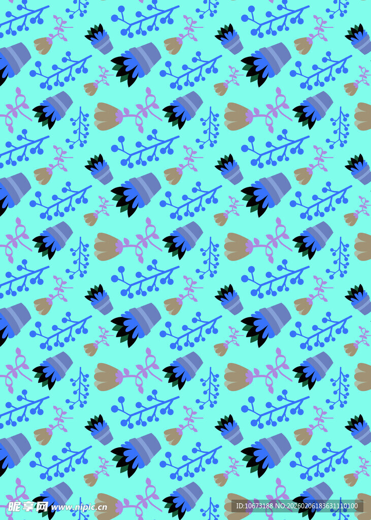 蓝色花卉图案背景纹理