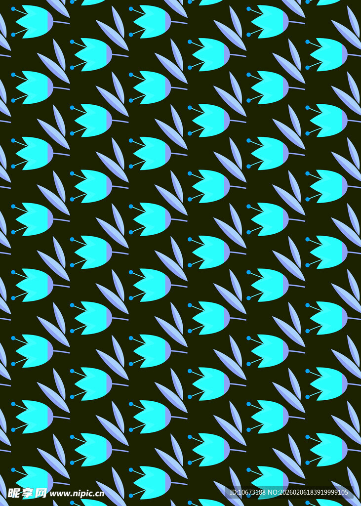 蓝绿花卉图案背景设计