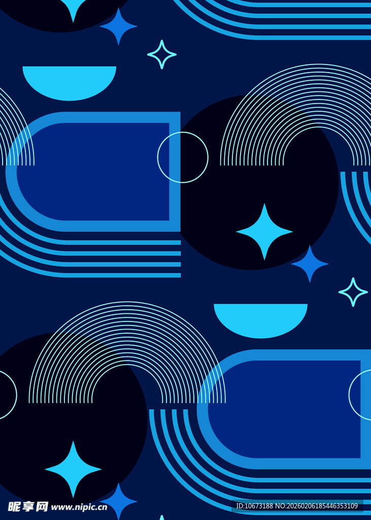 蓝色几何星空抽象图案