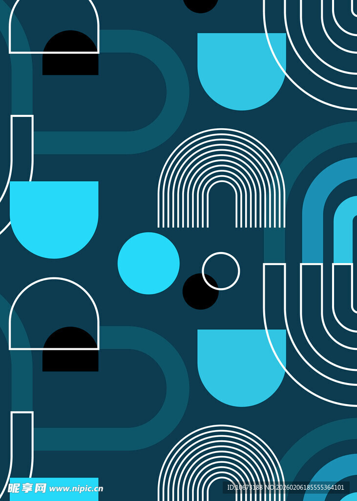 蓝调几何抽象图案设计