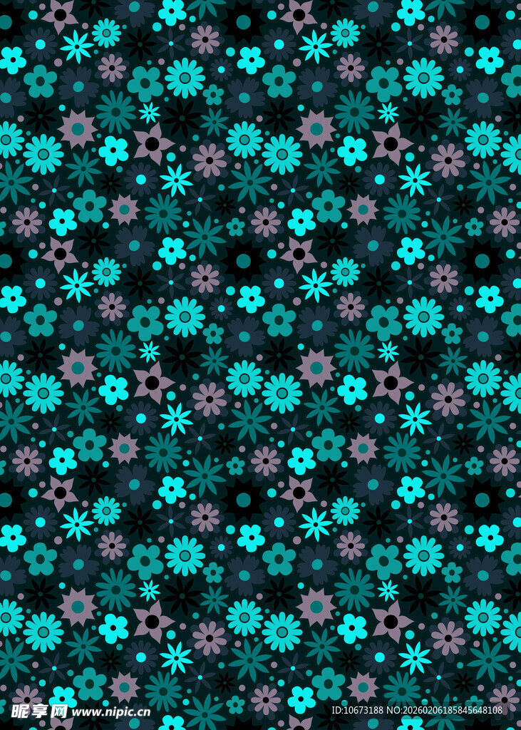 蓝绿花卉图案背景设计
