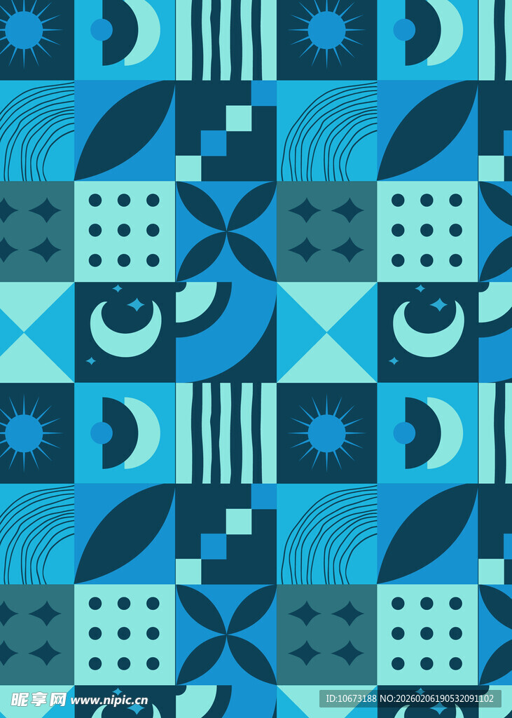 蓝调几何图案纹理背景