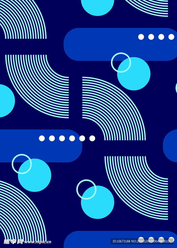 蓝底几何抽象图案设计
