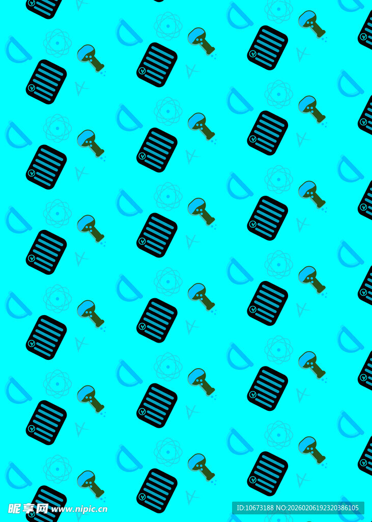 蓝色背景电子设备图案