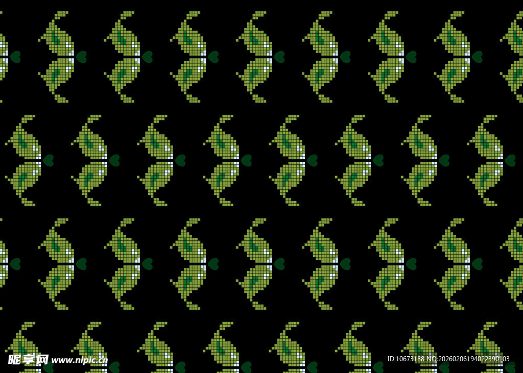 绿色叶子图案黑色背景纹理