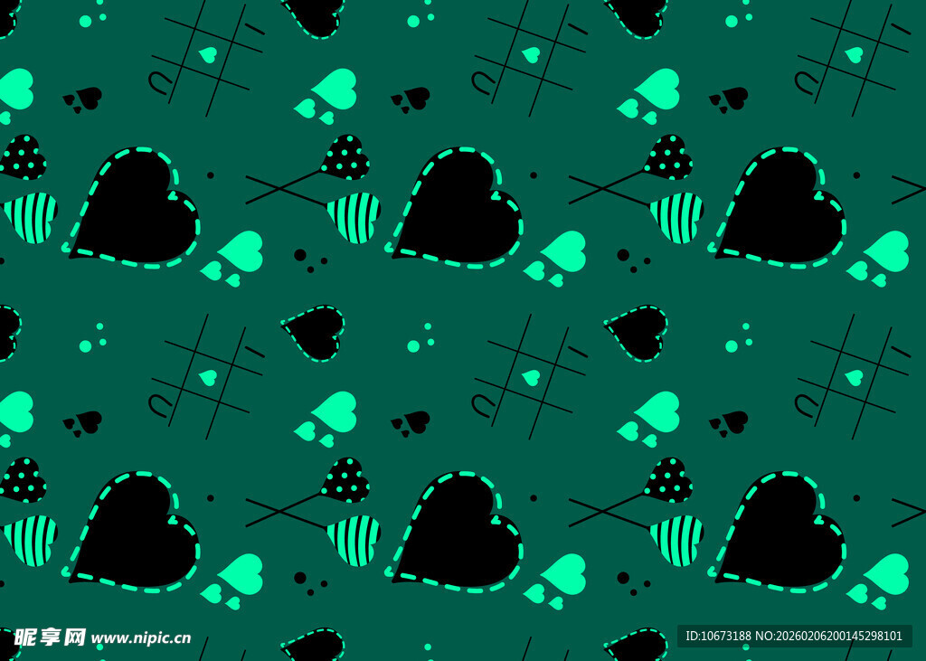 绿色背景爱心图案纹理