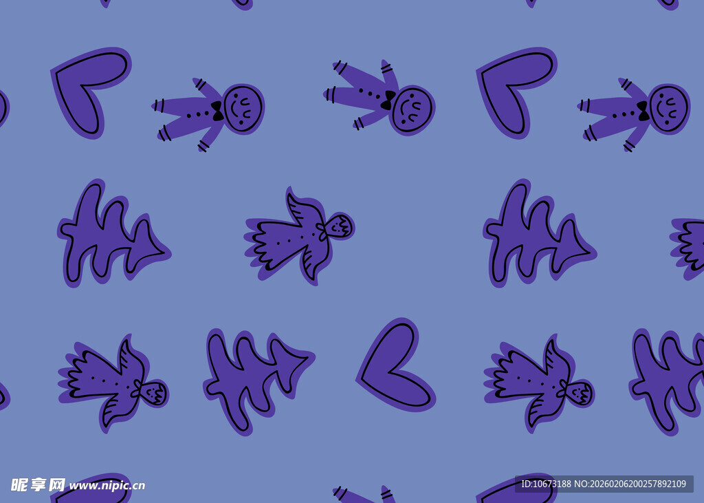 紫色卡通图案背景纹理