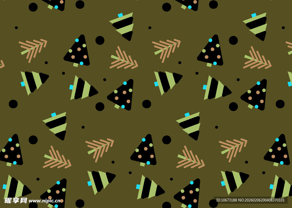 复古风几何植物图案背景