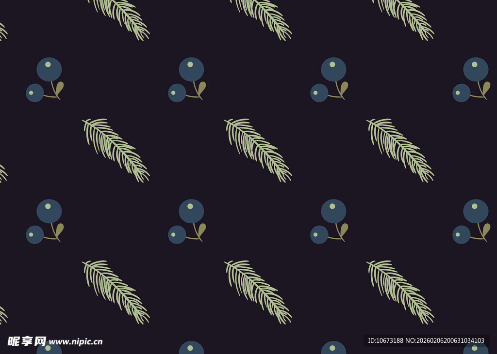 深蓝色底植物图案纹理