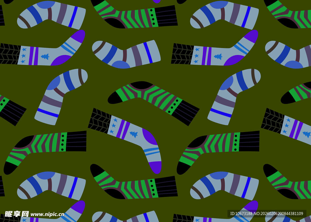 多彩袜子图案设计素材