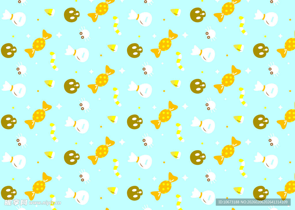 浅蓝色底动物与物品图案