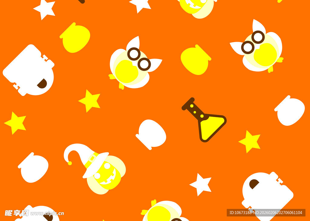 橙色卡通图案可爱背景图