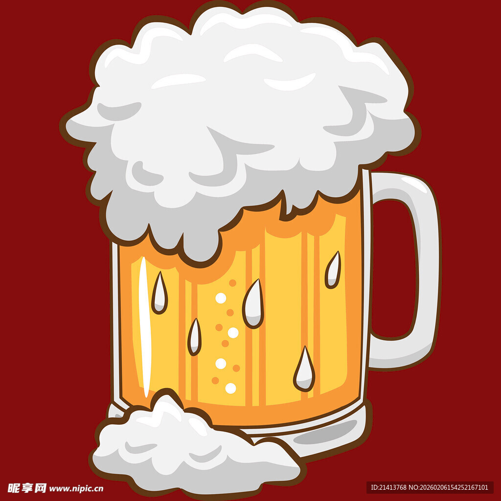 满溢泡沫的啤酒杯