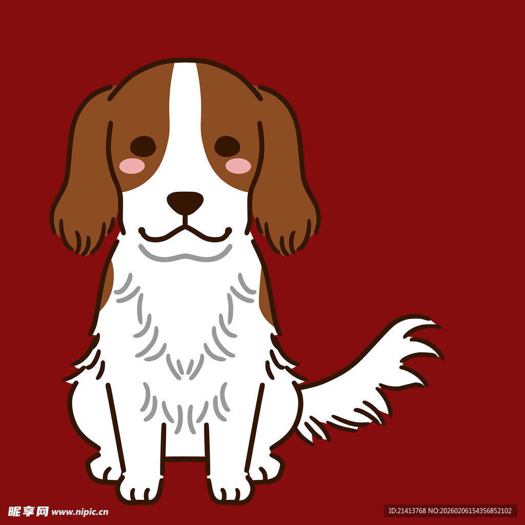 可爱坐立小狗卡通形象