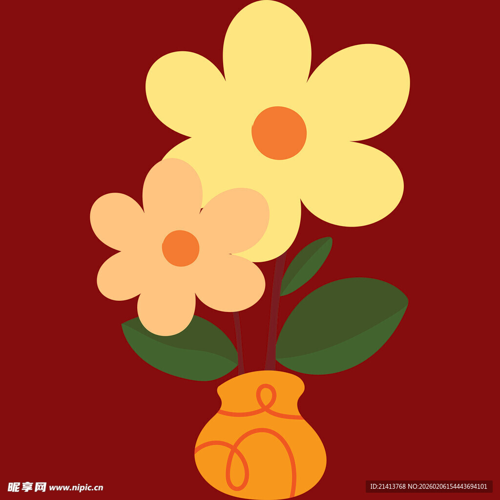 花瓶中的两朵小花