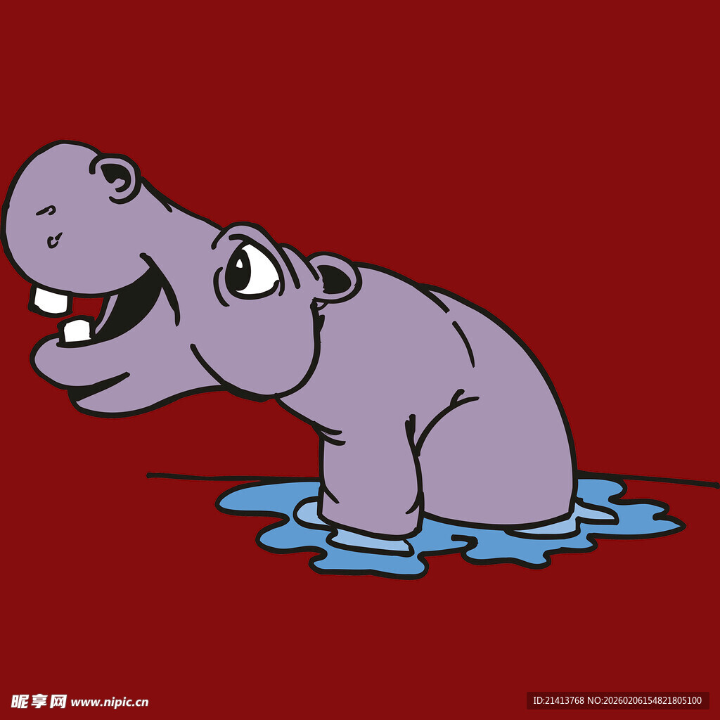 水中的卡通河马形象