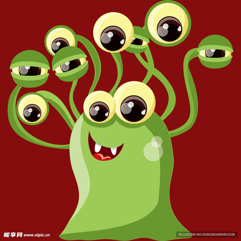 可爱多眼小怪物插画