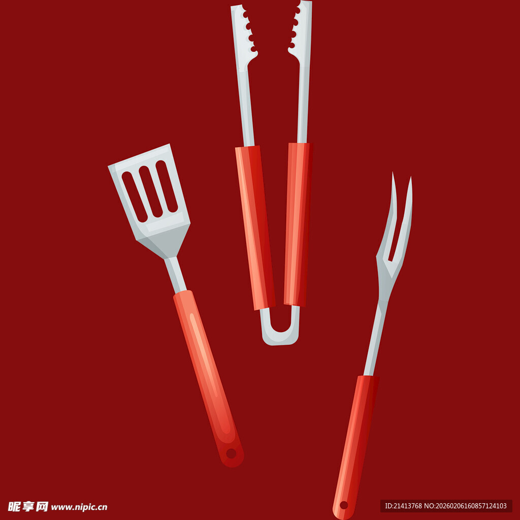 红色柄厨房烹饪工具组